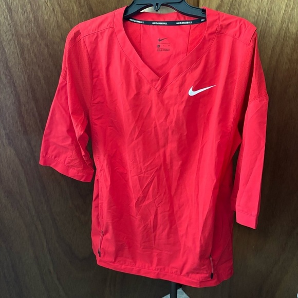 Nike Other - NIKE sz S 3/4 Sleeve Baseball Red Hot Jacket Pullover Zipper Pocket 897383